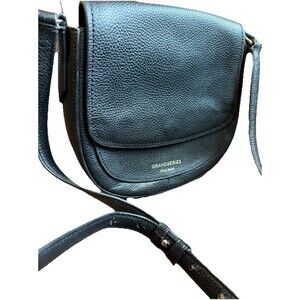 Cole Haan Grand Series Black Pebble Leather Purse Shoulder Bag Gold Accents